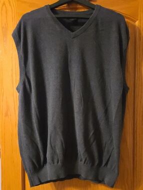 4XLT Men's V-Neck Sweater Vest - Dark Charcoal
